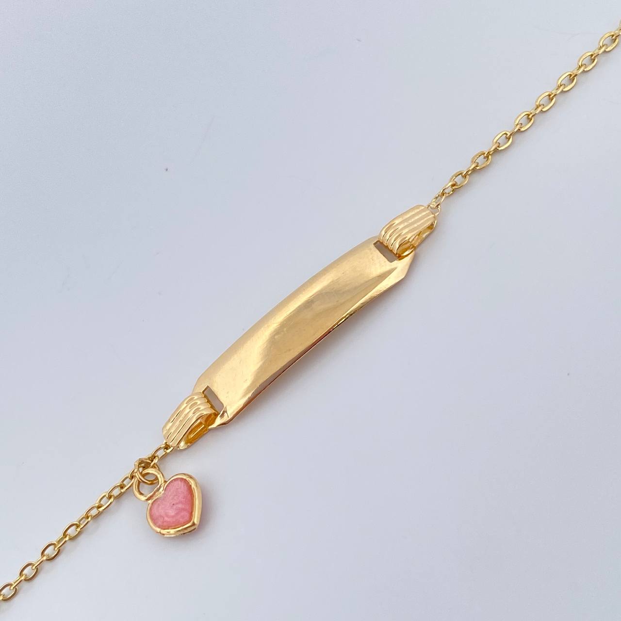 Pulso Bebé Aro Seguido Placa Corazon 1.7gr / 16cm / 1mm Oro Amarillo 18K &