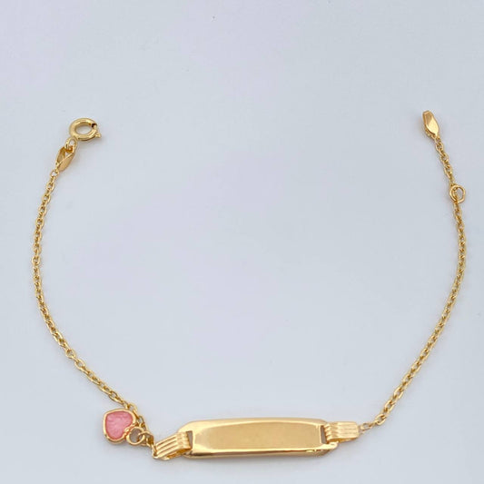 Pulso Bebé Aro Seguido Placa Corazon 1.7gr / 16cm / 1mm Oro Amarillo 18K &