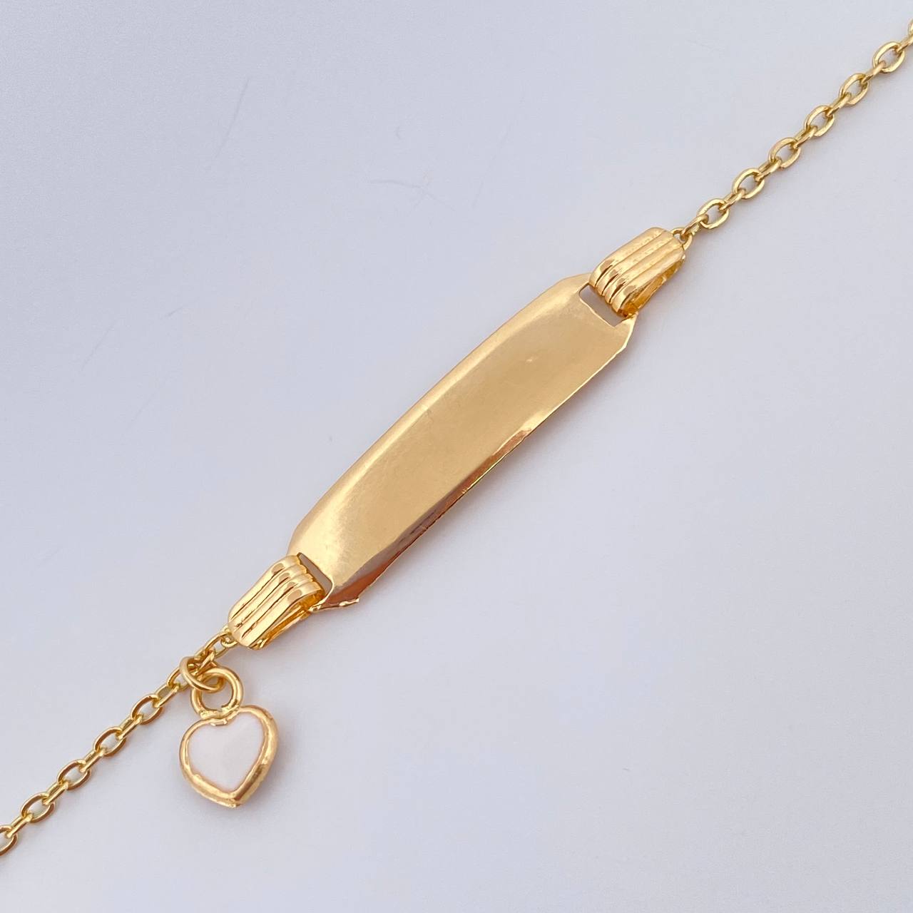 Pulso Aro Seguido Placa Corazon 1.7gr / 16.5cm / 0.8mm Oro Amarillo 18K &