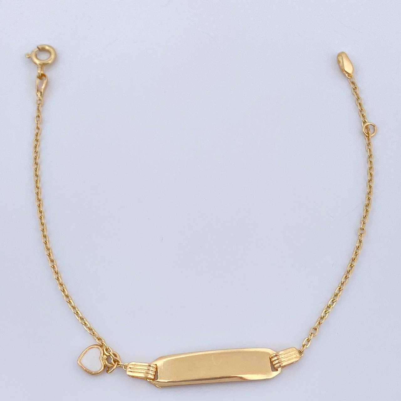 Pulso Aro Seguido Placa Corazon 1.7gr / 16.5cm / 0.8mm Oro Amarillo 18K &