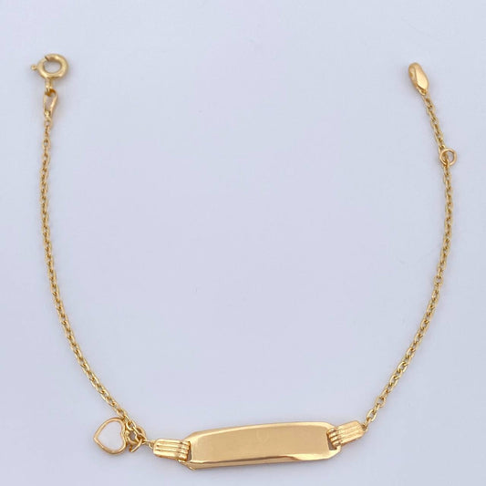Pulso Aro Seguido Placa Corazon 1.7gr / 16.5cm / 0.8mm Oro Amarillo 18K &