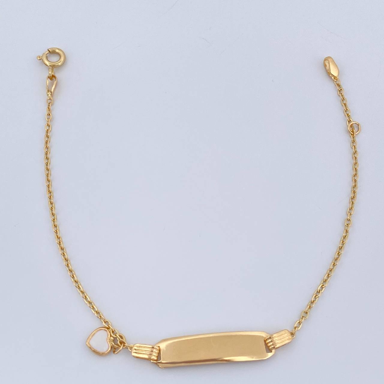 Pulso Aro Seguido Placa Corazon 1.7gr / 16cm / 1mm Oro Amarillo 18K &