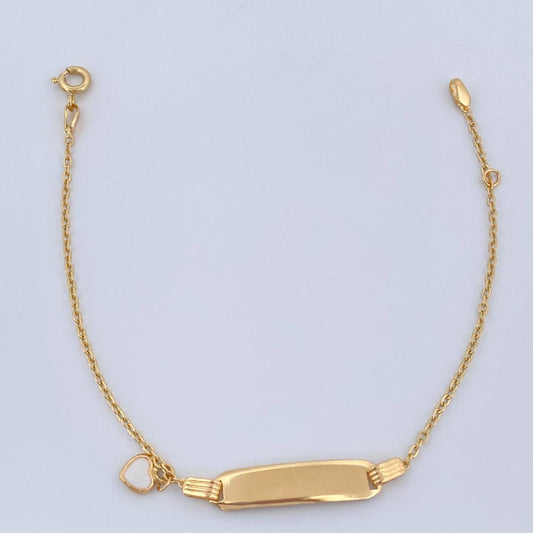 Pulso Aro Seguido Placa Corazon 1.7gr / 16cm / 1mm Oro Amarillo 18K &