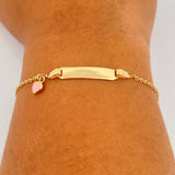 Pulso Bebé Aro Seguido Placa Corazon 1.7gr / 16cm / 1mm Oro Amarillo 18K &