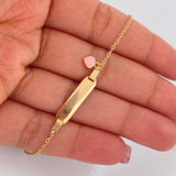 Pulso Bebé Aro Seguido Placa Corazon 1.6gr / 16cm / 1mm Oro Amarillo 18K &