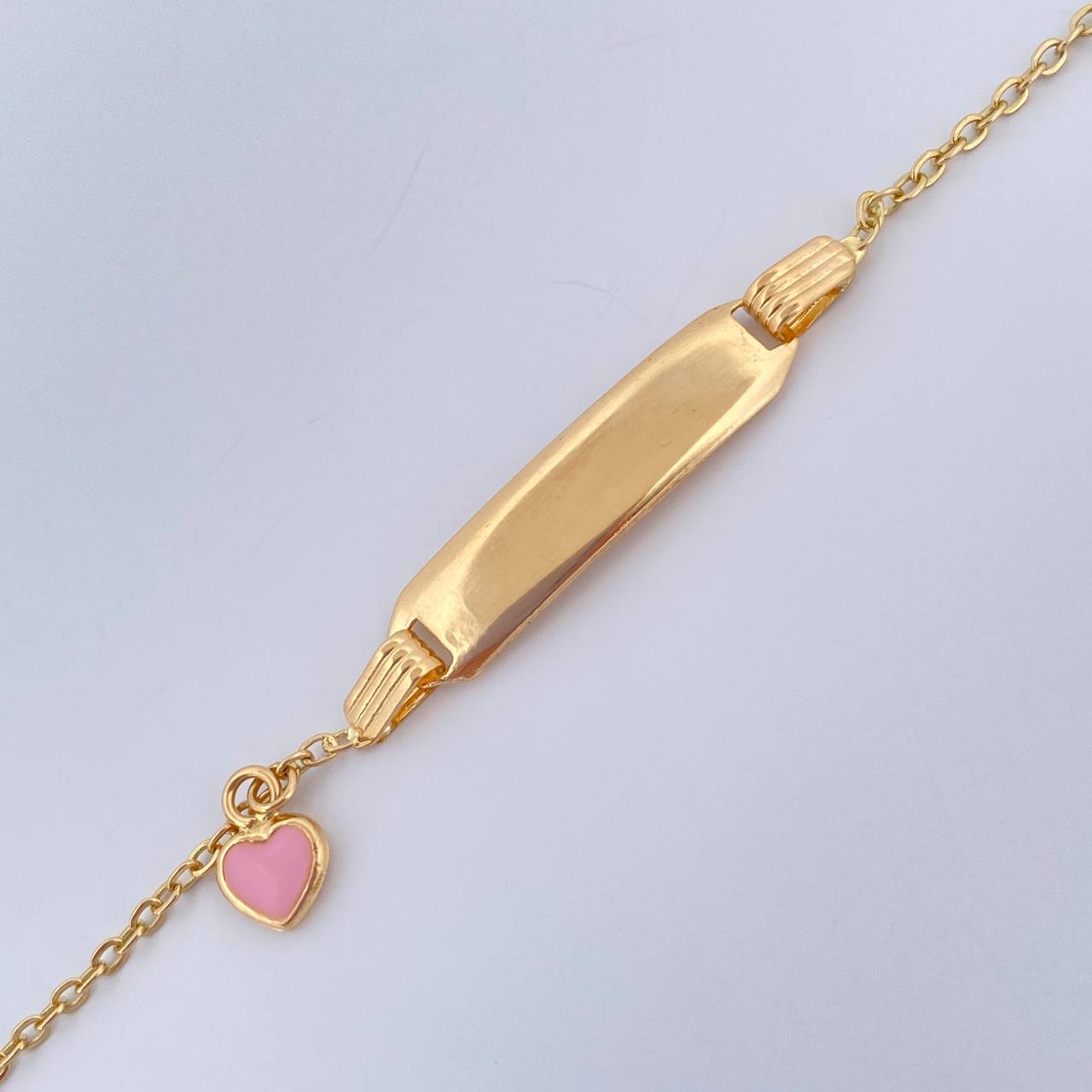 Pulso Bebé Aro Seguido Placa Corazon 1.6gr / 16cm / 1mm Oro Amarillo 18K &