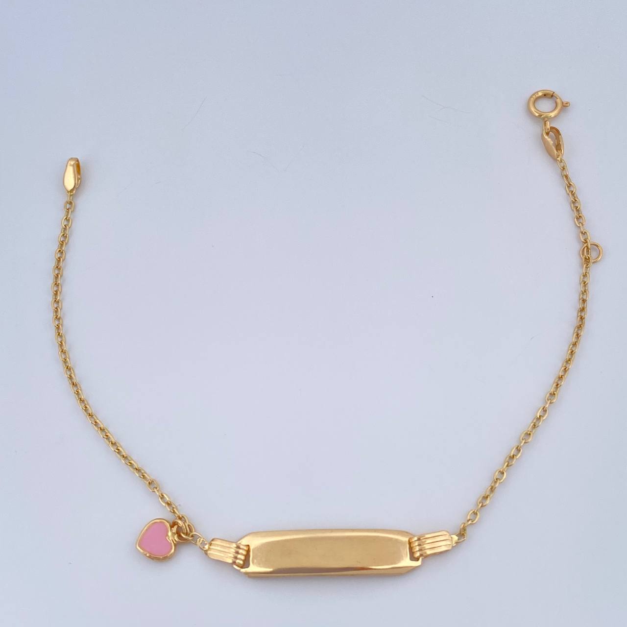 Pulso Bebé Aro Seguido Placa Corazon 1.6gr / 16cm / 1mm Oro Amarillo 18K &