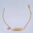Pulso Bebé Aro Seguido Placa Corazon 1.6gr / 16cm / 1mm Oro Amarillo 18K &