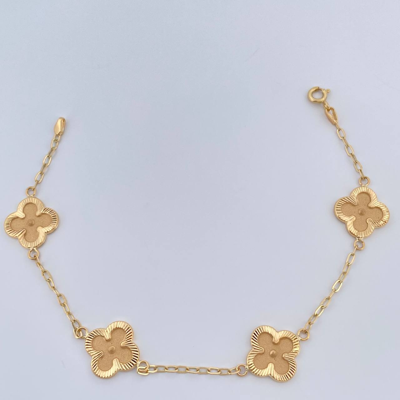 Pulso Trebol Aro Seguido 3.75gr / 19cm / 2mm Oro Amarillo 18K &