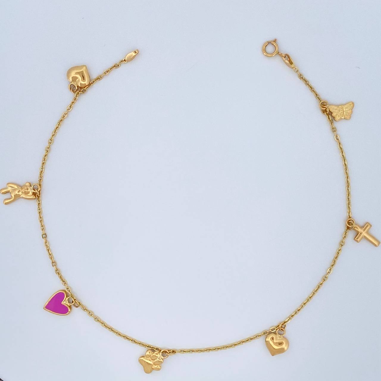 Tobillera Aro Seguido Figuras 3.55gr / 26cm / 2mm Oro Amarillo 18K &