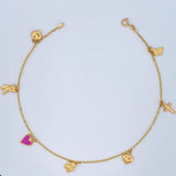 Tobillera Aro Seguido Figuras 3.55gr / 26cm / 2mm Oro Amarillo 18K &