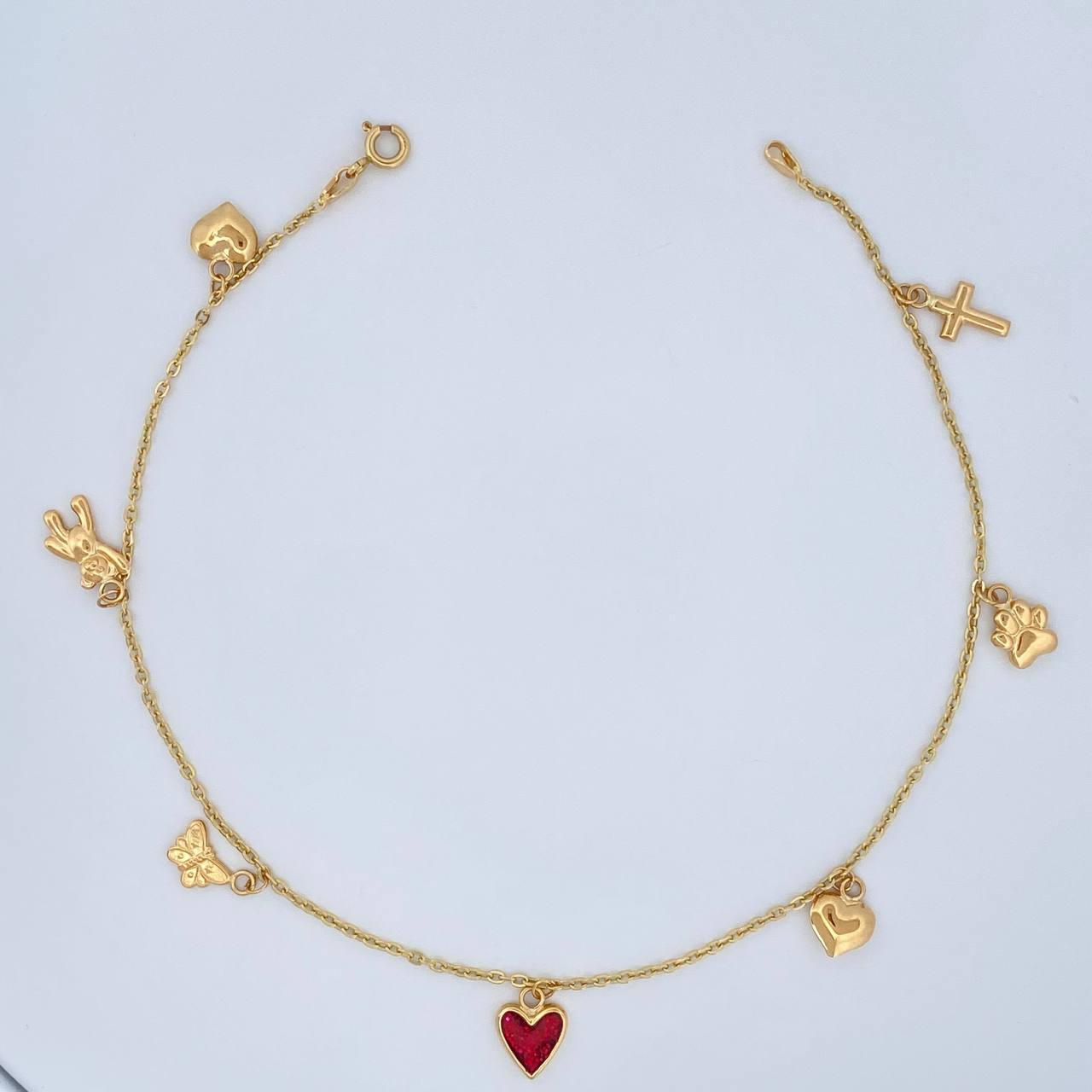 Tobillera Aro Seguido Figuras 3.7gr / 26cm / 2mm Oro Amarillo 18K &