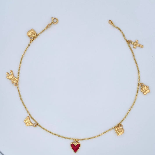 Tobillera Aro Seguido Figuras 3.7gr / 26cm / 2mm Oro Amarillo 18K &