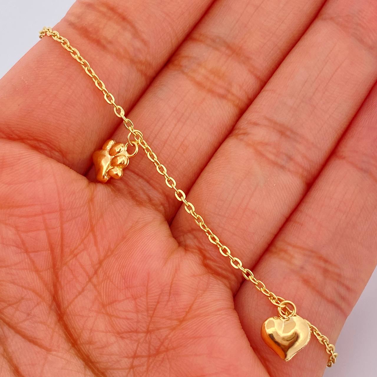 Tobillera Aro Seguido Figuras 3.7gr / 26cm / 2mm Oro Amarillo 18K &