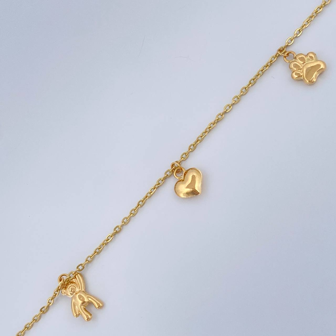 Tobillera Aro Seguido Figuras 3.7gr / 26cm / 2mm Oro Amarillo 18K &