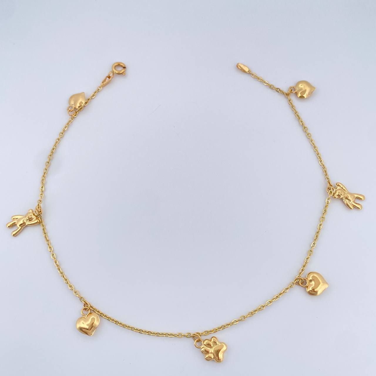 Tobillera Aro Seguido Figuras 3.7gr / 26cm / 2mm Oro Amarillo 18K &