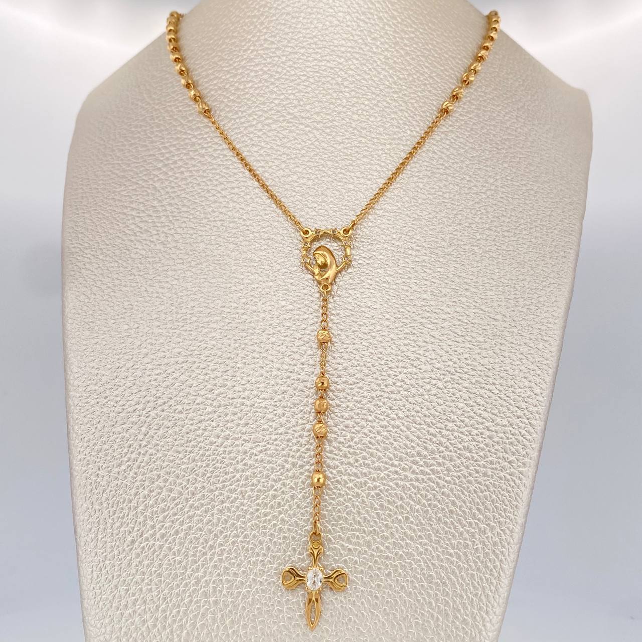 Rosario Virgen Maria Cruz 8.55gr / 62cm / 1.85mm Oro Amarillo 18K %