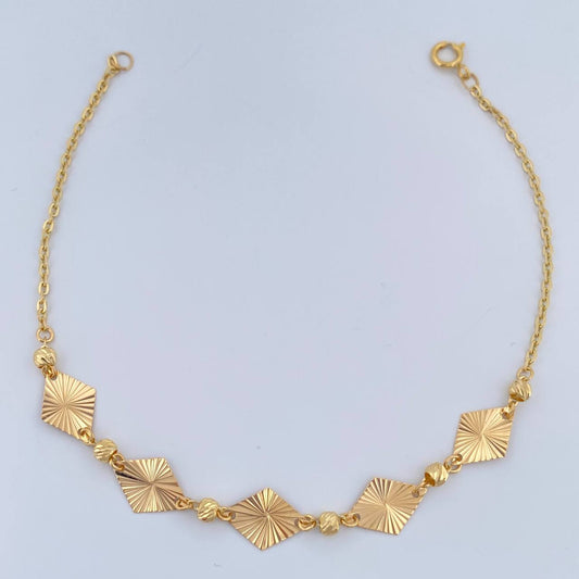 Pulso Aro Seguido Rombos 2gr / 19cm / 3mm Oro Amarillo 18K &