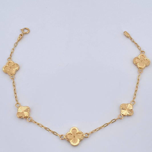 Pulso Trebol Aro Seguido 3.25gr / 19cm / 2mm Oro Amarillo 18K &