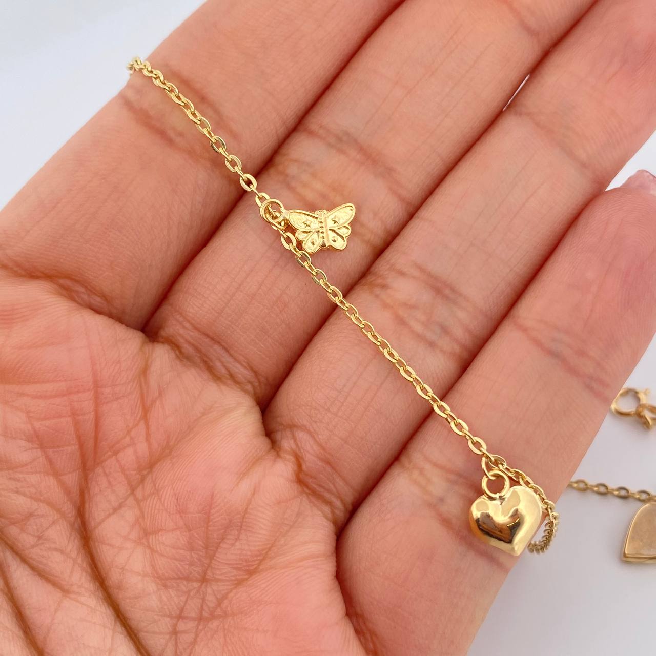 Tobillera Aro Seguido Figuras 3.7gr / 26cm / 2mm Oro Amarillo 18K &