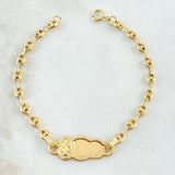 Pulso Bebé GC Placa Nube San Benito 2gr / 14.5cm / 3.2mm Bordeado Oro Amarillo 18K
