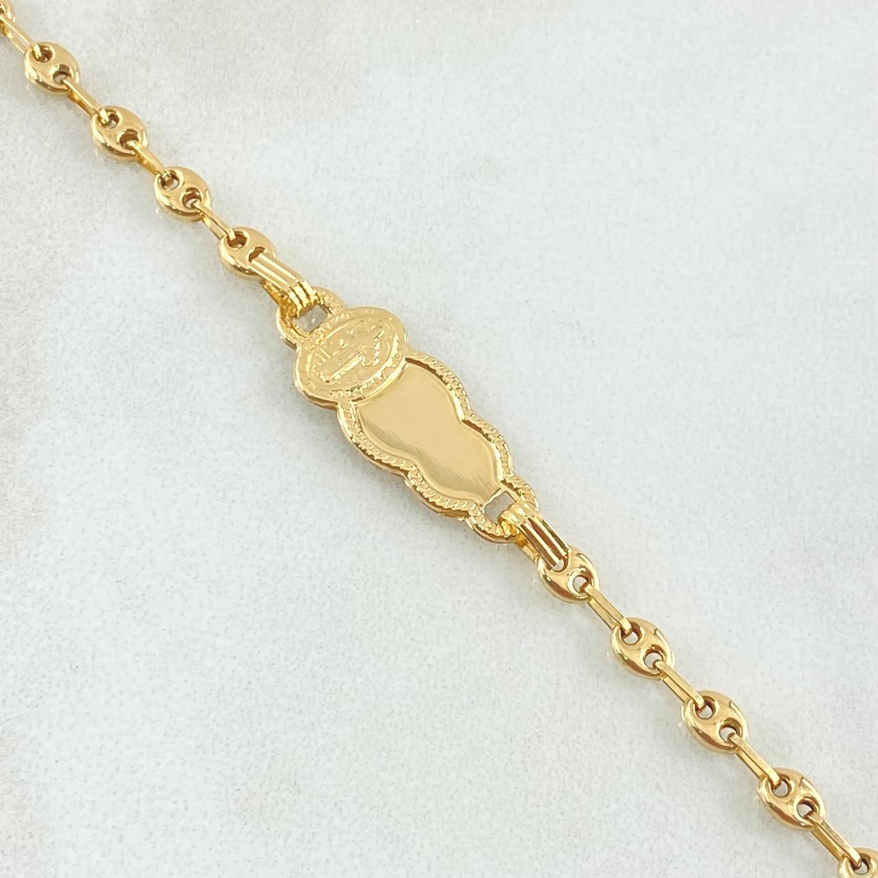 Pulso Bebé GC Placa Nube San Benito 1.95gr / 14cm / 3.2mm Bordeado Oro Amarillo 18K