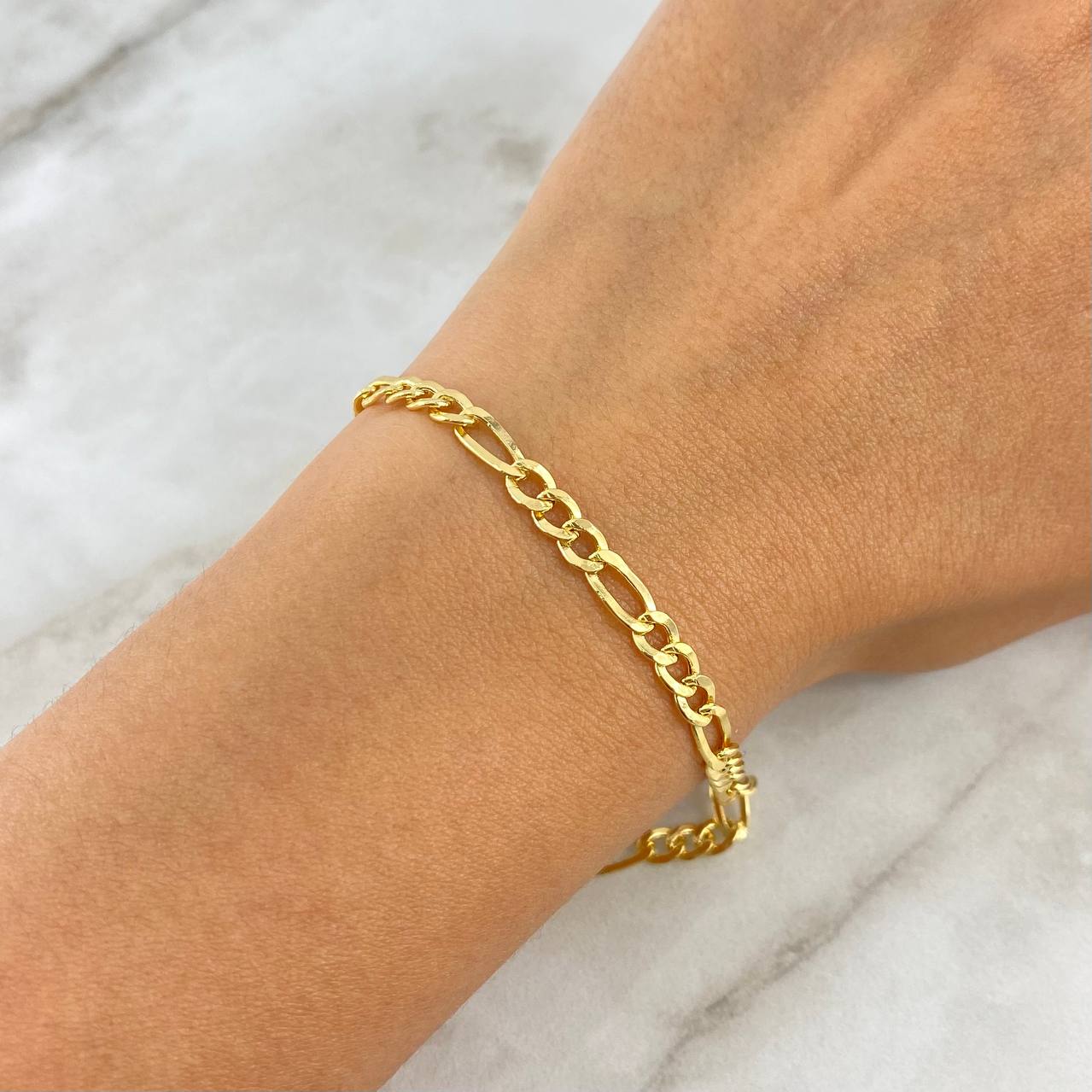 Pulso Figaro 3.5gr / 21cm / 4.2mm Oro Amarillo +0