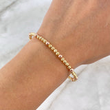 Pulso Aro 5.95gr / 19cm / 3mm-4mm Bolas Diamantadas Lisas Dos Oros Amarillo Rosa *