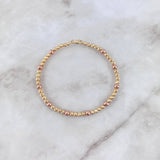 Pulso Aro 5.95gr / 19cm / 3mm-4mm Bolas Diamantadas Lisas Dos Oros Amarillo Rosa *