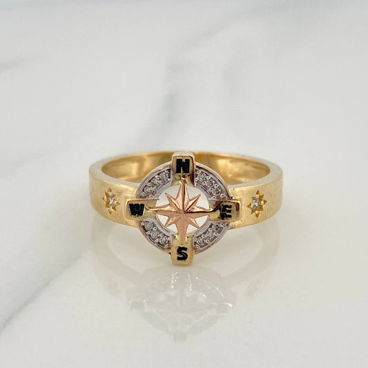 Anillo Estrella Cardinal 5.8gr / T10 1/2 / Dos Oros Amarillo Blanco 18K