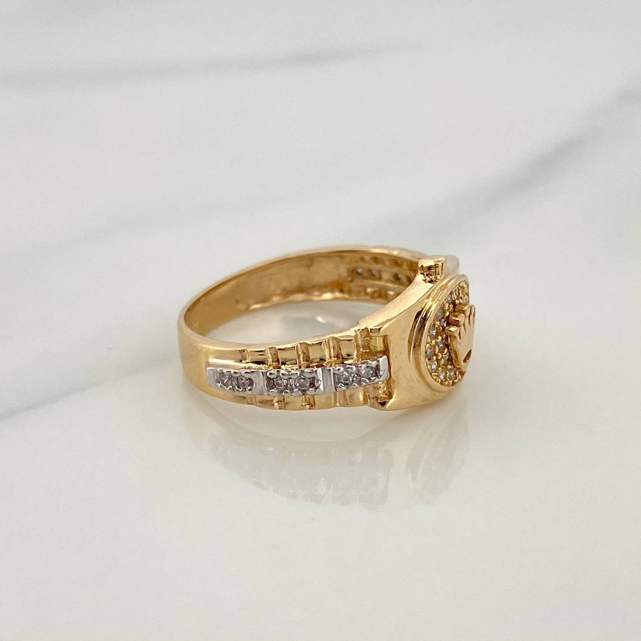 Anillo Corona  3.75gr / T6  / Dos Oros Amarillo Blanco 18K &