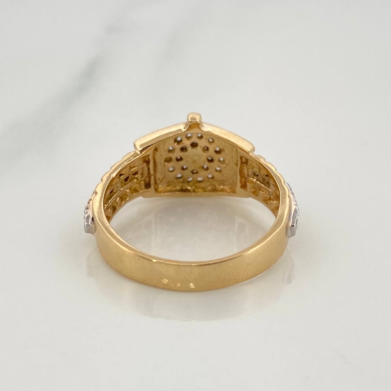 Anillo Corona  3.75gr / T6  / Dos Oros Amarillo Blanco 18K &