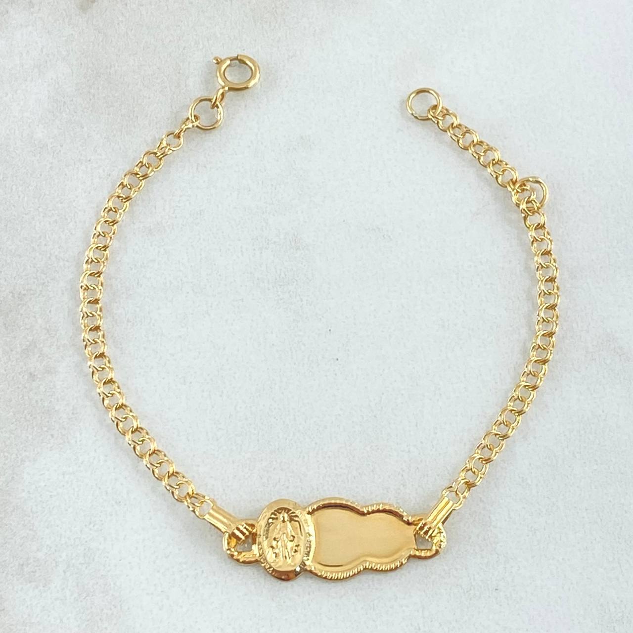 Pulso Bebé Aro Seguido Placa Nube San Benito 1.5gr / 13cm-14cm / 2.4mm Gradual Oro Amarillo 18K