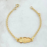 Pulso Bebé Aro Seguido Placa Nube San Benito 1.5gr / 13cm-14cm / 2.4mm Gradual Oro Amarillo 18K