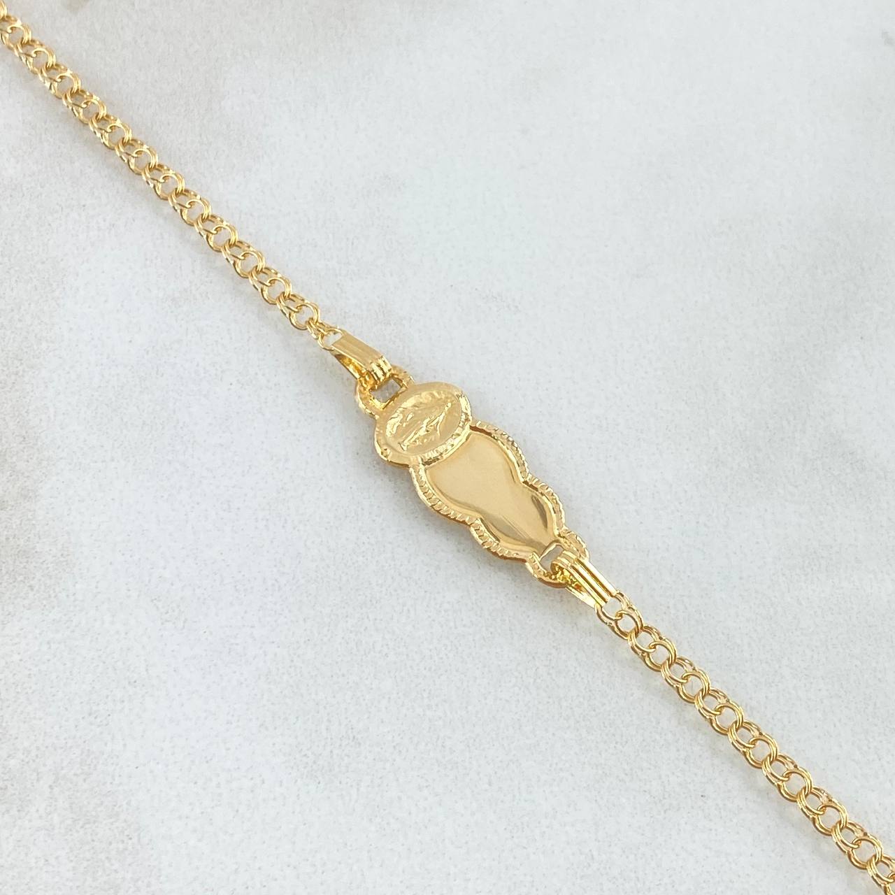 Pulso Bebé Aro Seguido Placa Nube San Benito 1.5gr / 13cm-14cm / 2.4mm Gradual Oro Amarillo 18K