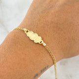 Pulso Bebé Aro Seguido Placa Nube San Benito 1.5gr / 13cm-14cm / 2.4mm Gradual Oro Amarillo 18K