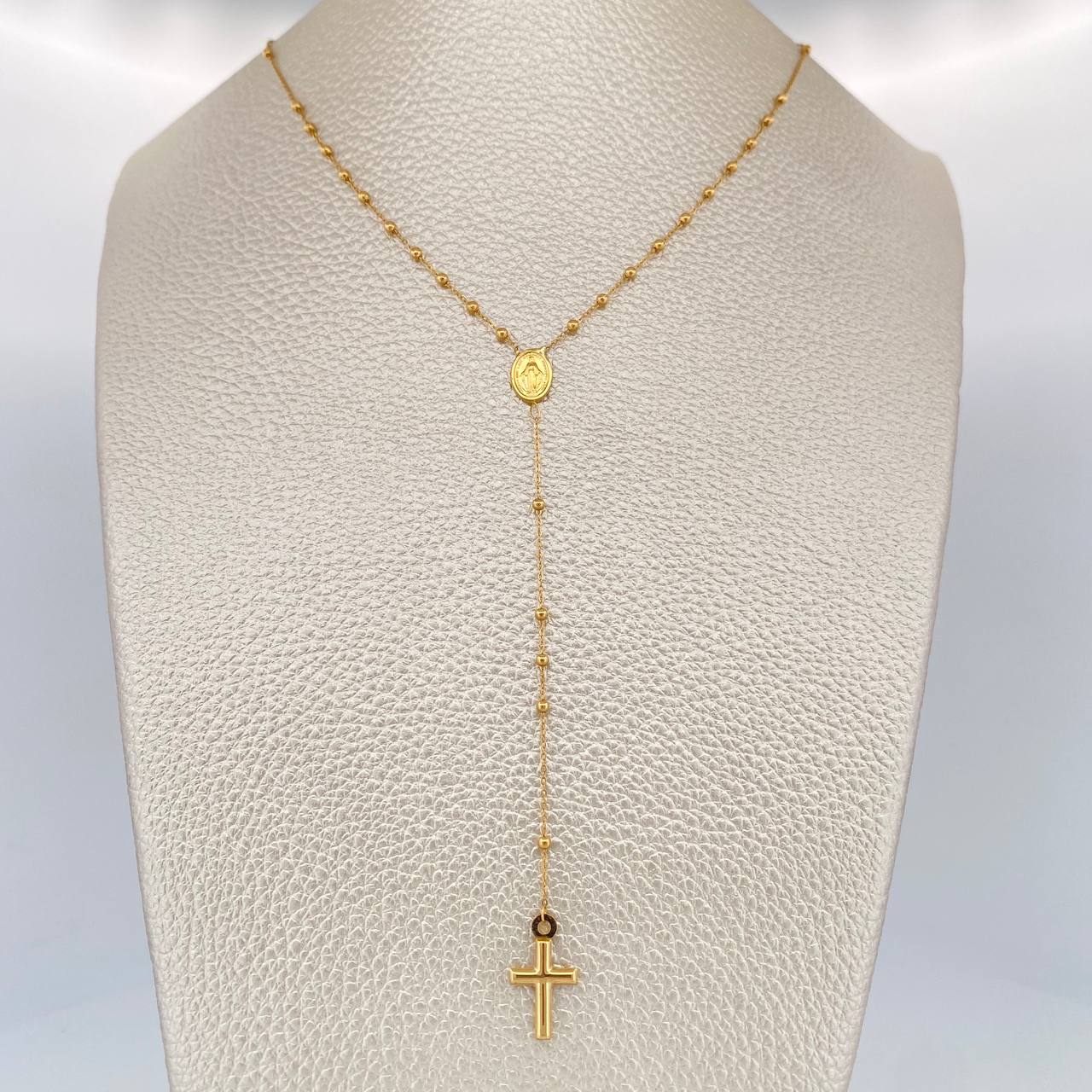 Rosario Virgen Milagrosa Cruz 2.5gr / 37.9cm-47.1cm / 0.42mm Oro Amarillo +4 18K $