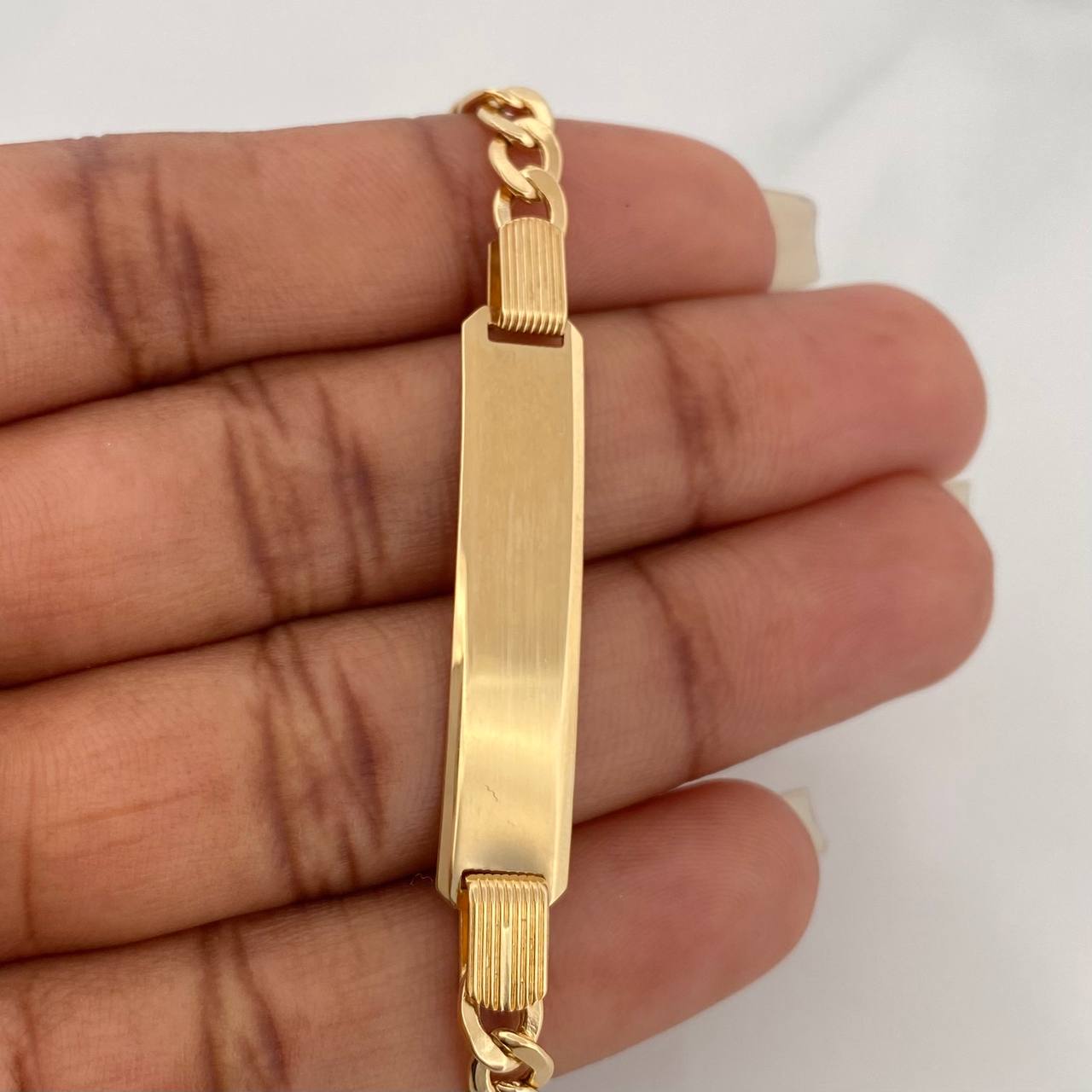 Pulso Placa Cubana 7.3gr / 20cm / 7mm Oro Amarillo +1 18K $