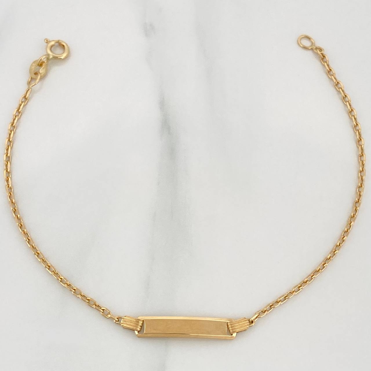 Pulso Placa Aro Aeguido 1.65gr / 18cm / 1mm Oro Amarillo +3 18K $
