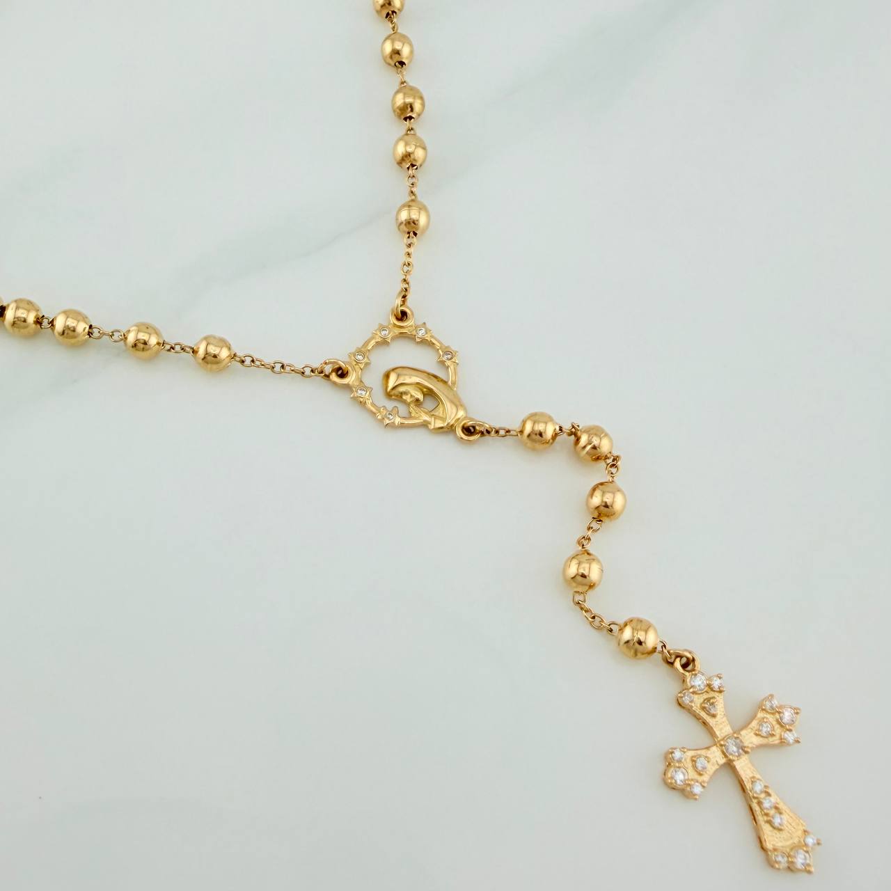 Rosario Virgen Maria Silueta 10.65gr / 39cm / 5mm-4mm Oro Amarillo 18K