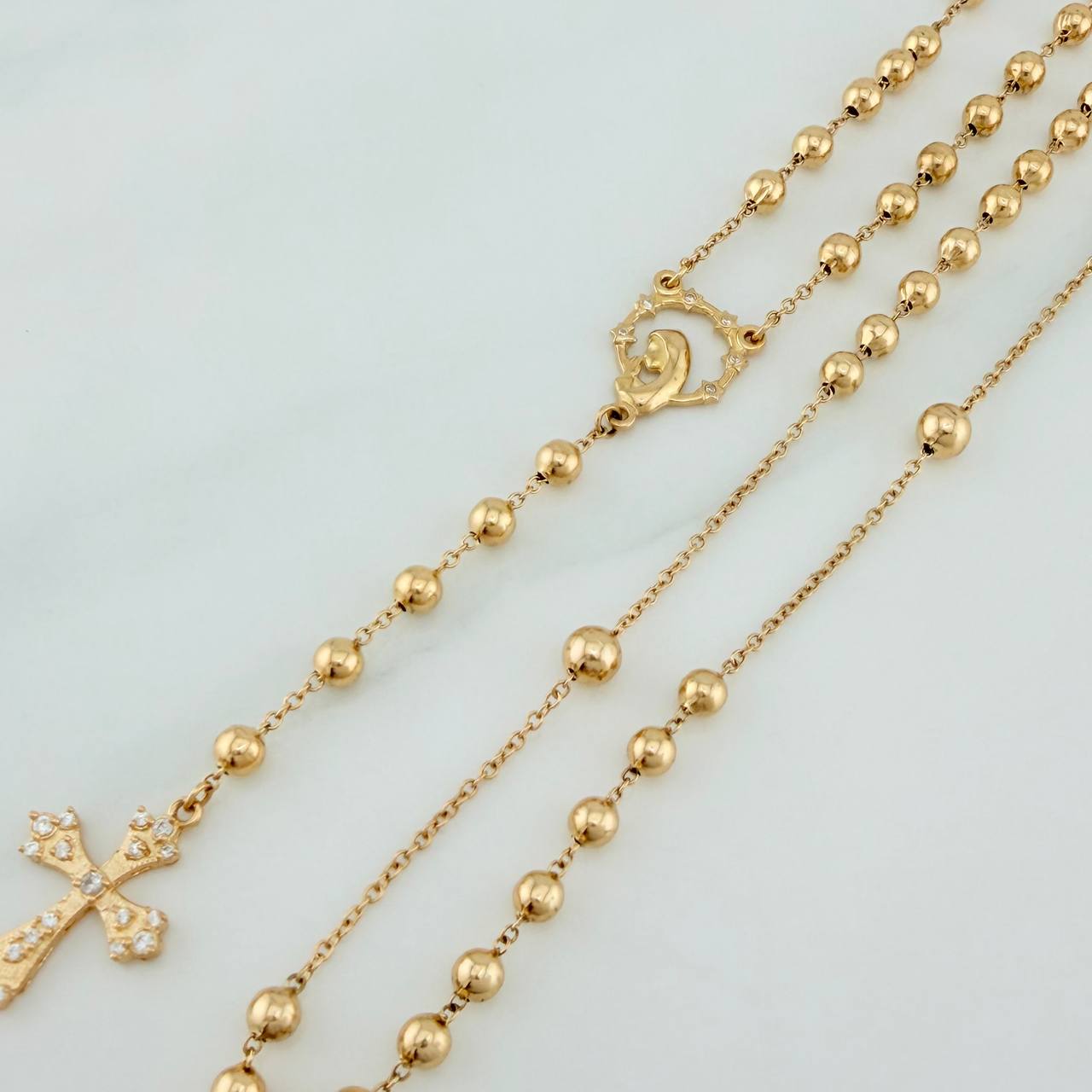 Rosario Virgen Maria Silueta 10.65gr / 39cm / 5mm-4mm Oro Amarillo 18K