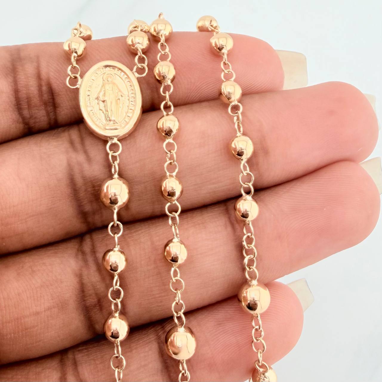 Rosario Virgen Milagrosa 8.4gr / 55.5cm / 5mm-4mm Oro Amarillo 18K &