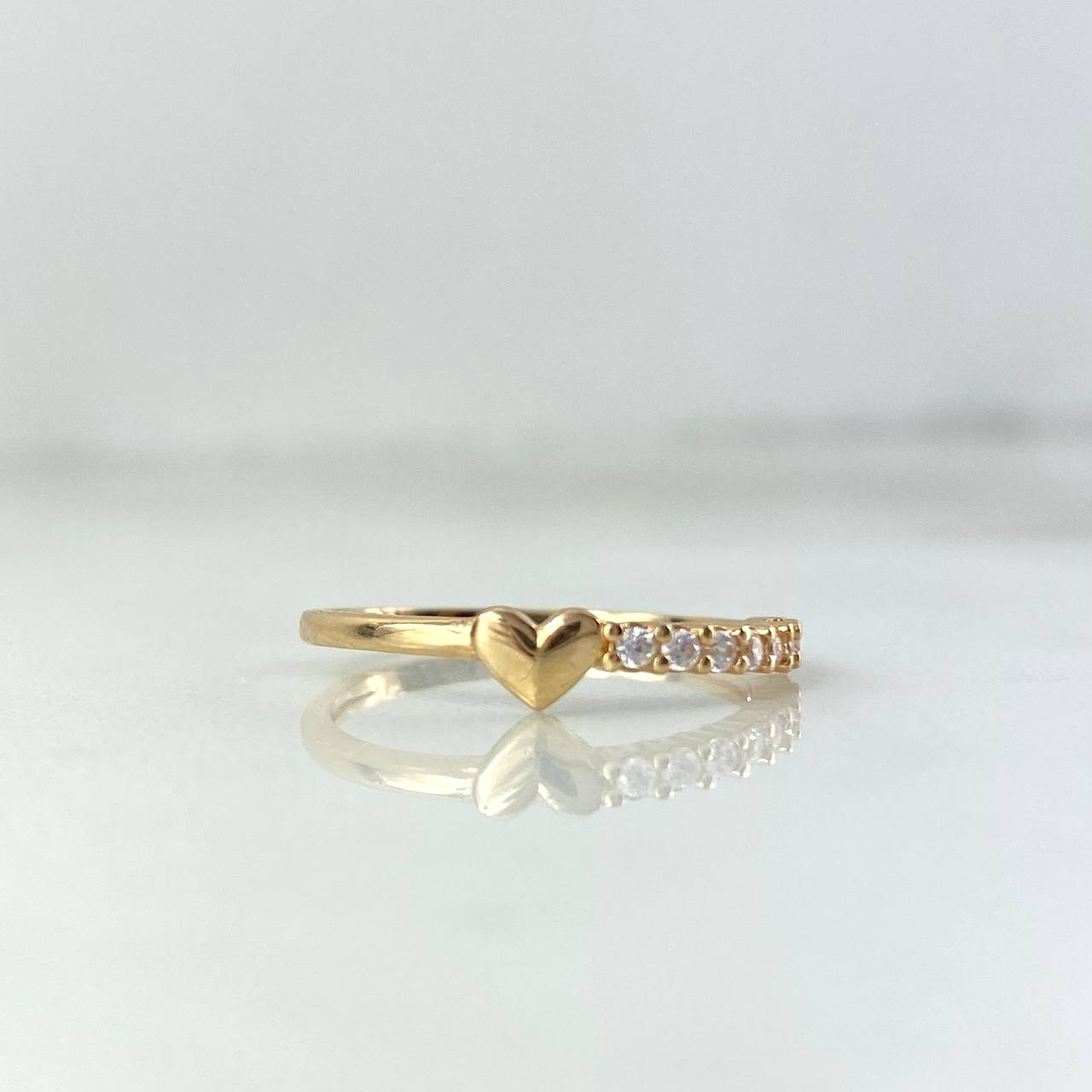 Anillo Corazón Linea 1.55gr / T7 / Circones Blancos Oro Amarillo ©