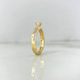 Anillo Solitario Lineas 2.8gr / T6 1/4 / Circones Blancos Dos Oros Amarillo Blanco
