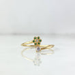 Anillo Cruzado Flor 1.2gr / T7 1/4 / Circones Blanco Verdes Oro Amarillo