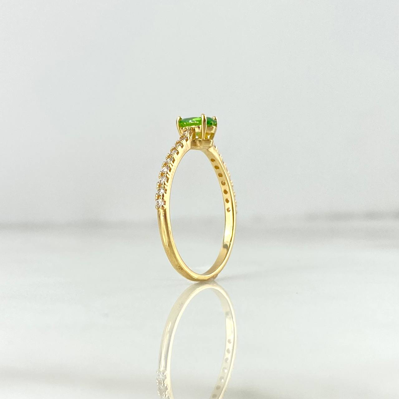 Anillo Solitario Churumbela 1.85gr / T6 / Circones Blancos-Verdes Oro Amarillo ©