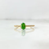 Anillo Solitario Churumbela 1.85gr / T6 / Circones Blancos-Verdes Oro Amarillo ©