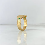 Anillo Sello Virgen de Guadalupe 2.35gr / T10 / Circones Verdes Oro Amarillo ©