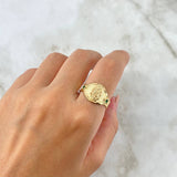 Anillo Sello Virgen de Guadalupe 2.35gr / T10 / Circones Verdes Oro Amarillo ©