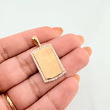 Dije Placa Rectangular 3.3gr / 3.1cm / Oro Amarillo 18K